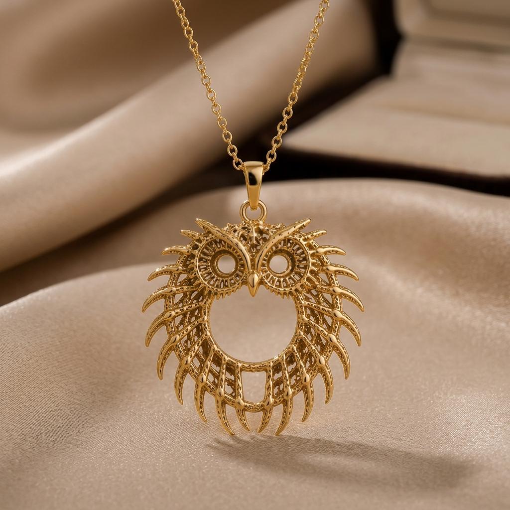 Fossil Owl Halo pendant | 925 Sterling Silver | Nature Inspired | Meaningful Gift