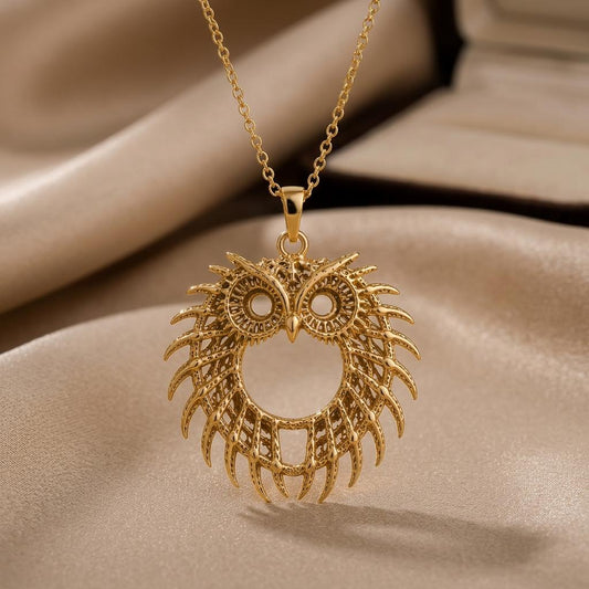 Fossil Owl Halo pendant | 925 Sterling Silver | Nature Inspired | Meaningful Gift