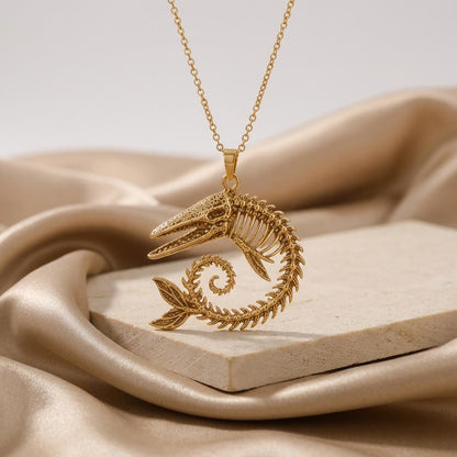 Ancient Whale Fossil pendant | 925 Sterling Silver | Paleontology Inspired Jewelry | Unique Statement Gift