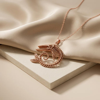 Ancient Whale Fossil pendant | 925 Sterling Silver | Paleontology Inspired Jewelry | Unique Statement Gift