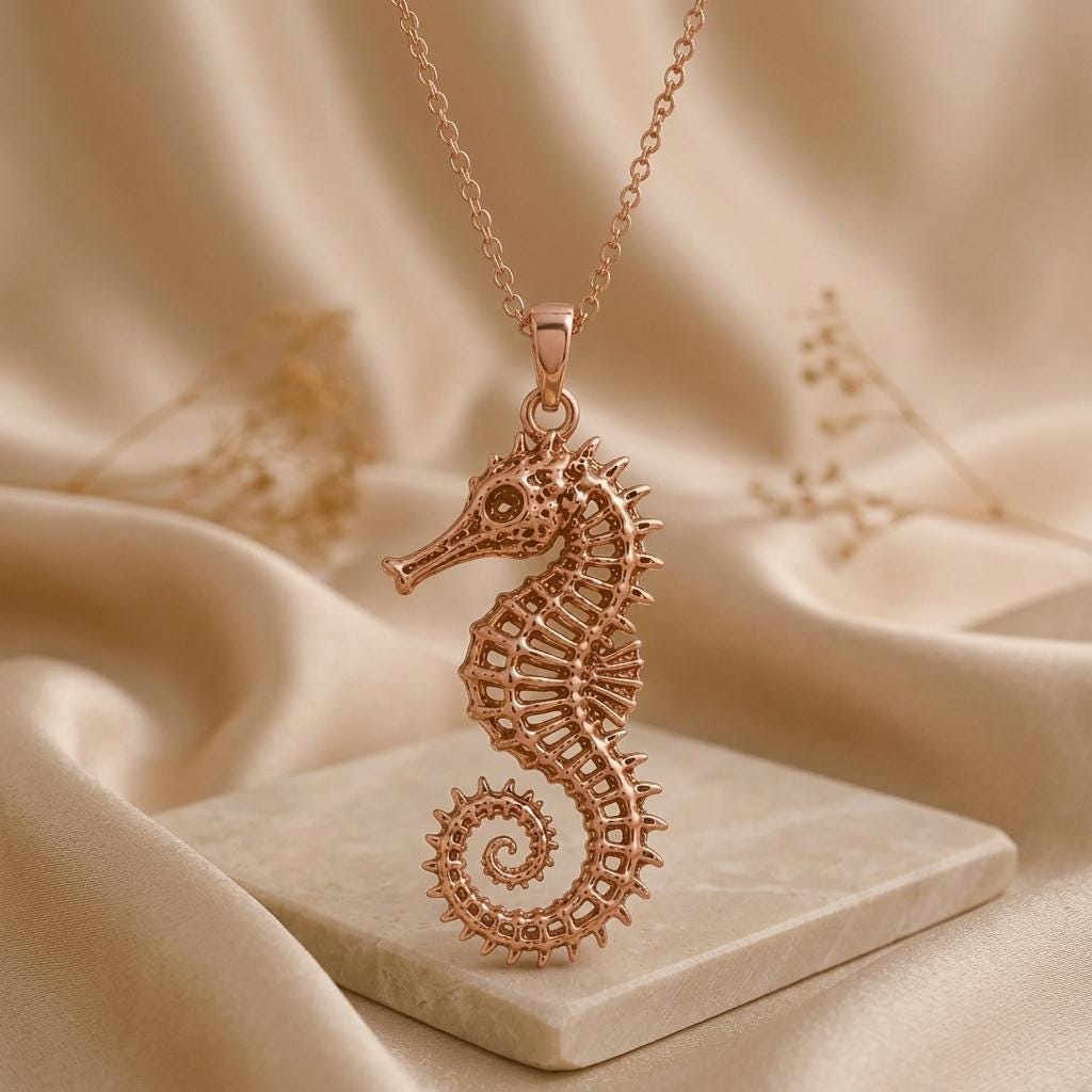 Sacred Seahorse Pendant | 925 Sterling Silver | Marine Life Theme | Symbolic Keepsake Gift
