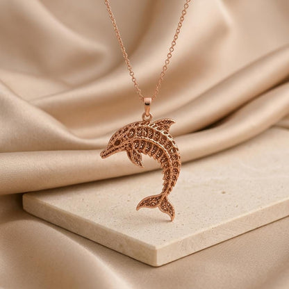 Fossil Dolphin Artifact | 925 Sterling Silver | Intricate Marine Filigree | Meaningful Ocean Gift