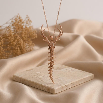 Sacred Deer Spine Necklace | 925 Sterling Silver | Nature Inspired Jewelry | Symbolic Nature Gift