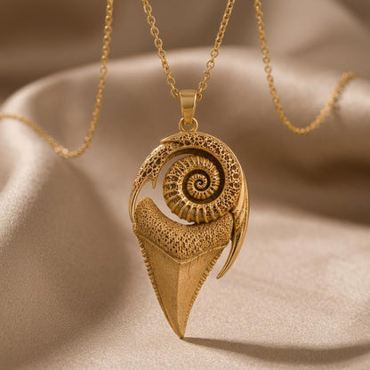 Sacred Shark Fossil pendant | Sterling Silver Jewelry | Ancient Ocean Mystical Style | Gift for Nature Lovers