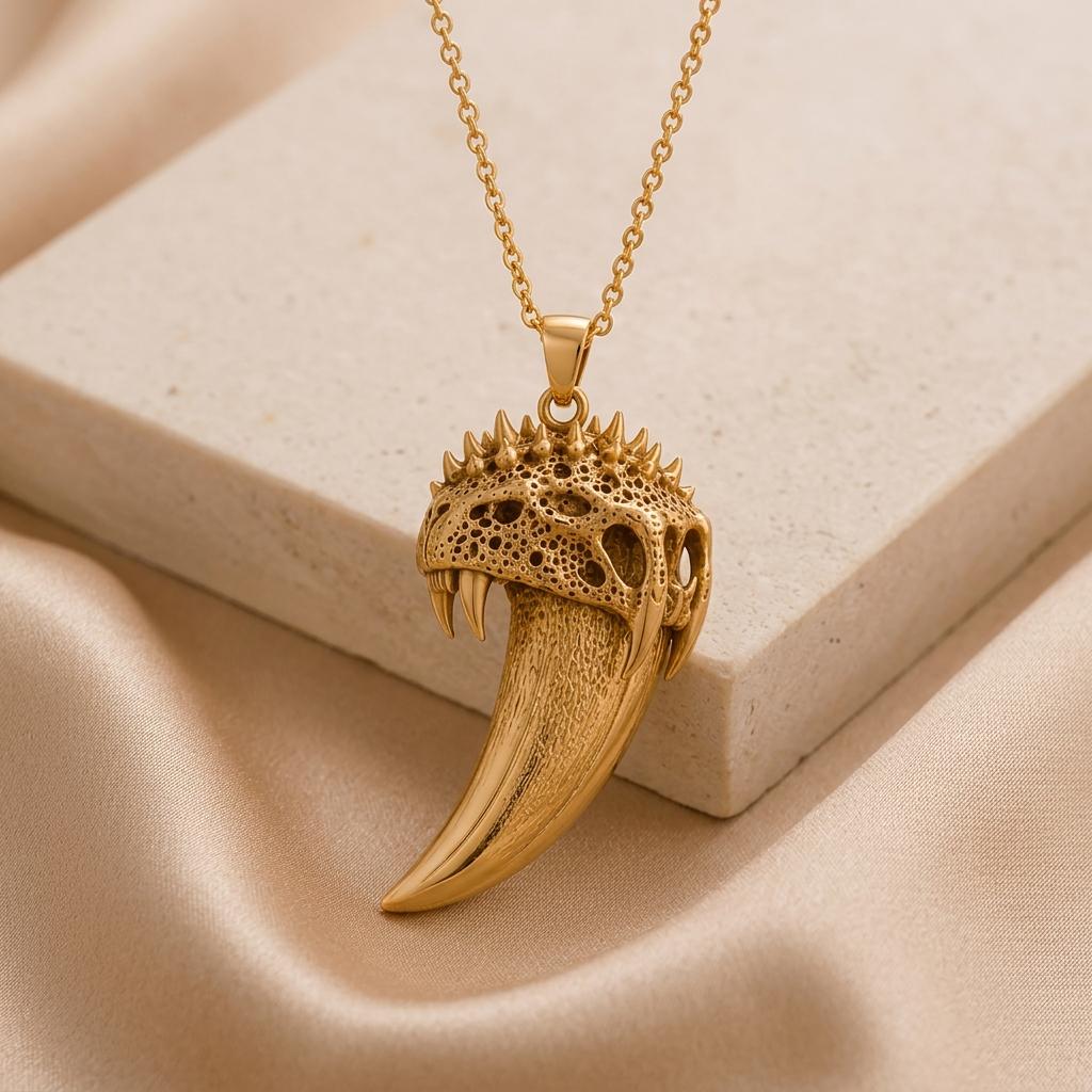 Ancient Saber Tooth Pendant | 925 Sterling Silver | Prehistoric Animal Theme | Unique Statement Gift