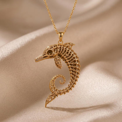 Ancient Dolphin Fossil | 925 Sterling Silver | Skeletal Marine Theme | Unique Statement Gift