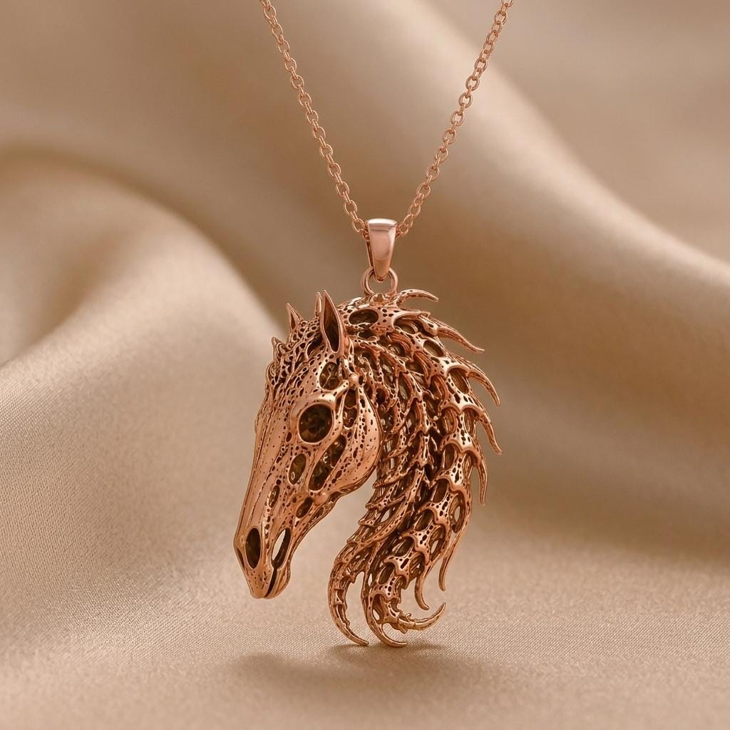 Sacred Horse Skull Relic pendant | 925 Sterling Silver | Mythical Animal Theme | Statement Piece Gift