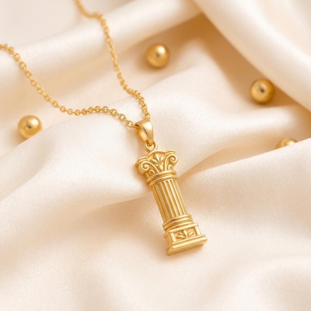 Sacred Pillar Necklace | 925 Sterling Silver | Ancient Architectural Design | For Strength & Wisdom