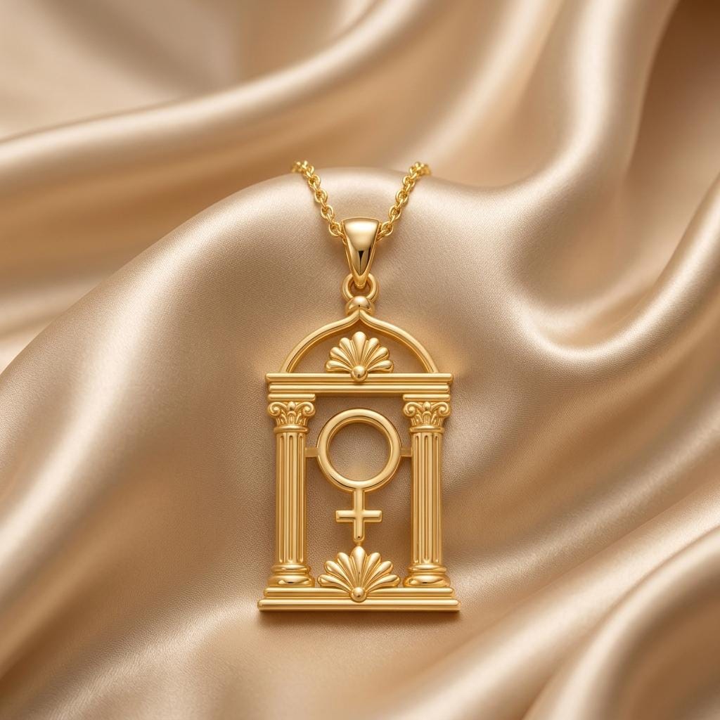 Venus Temple Pendant | 925 Sterling Silver for Women | Goddess Mythology Symbolism | Femininity Empowerment Gift