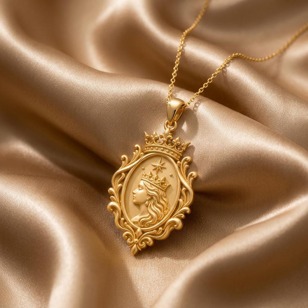 Queen Aura Pendant | 925 Sterling Silver | Regal Vintage Style | Empowerment Gift for Her