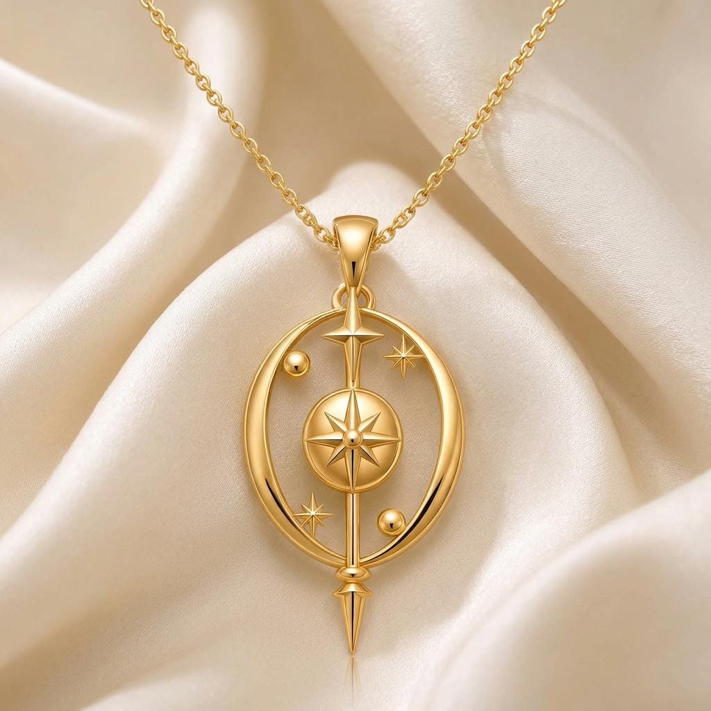 Celestial Barrier Pendant | 925 Sterling Silver | Celestial Guiding Star Theme | Gift for Protection & Guidance