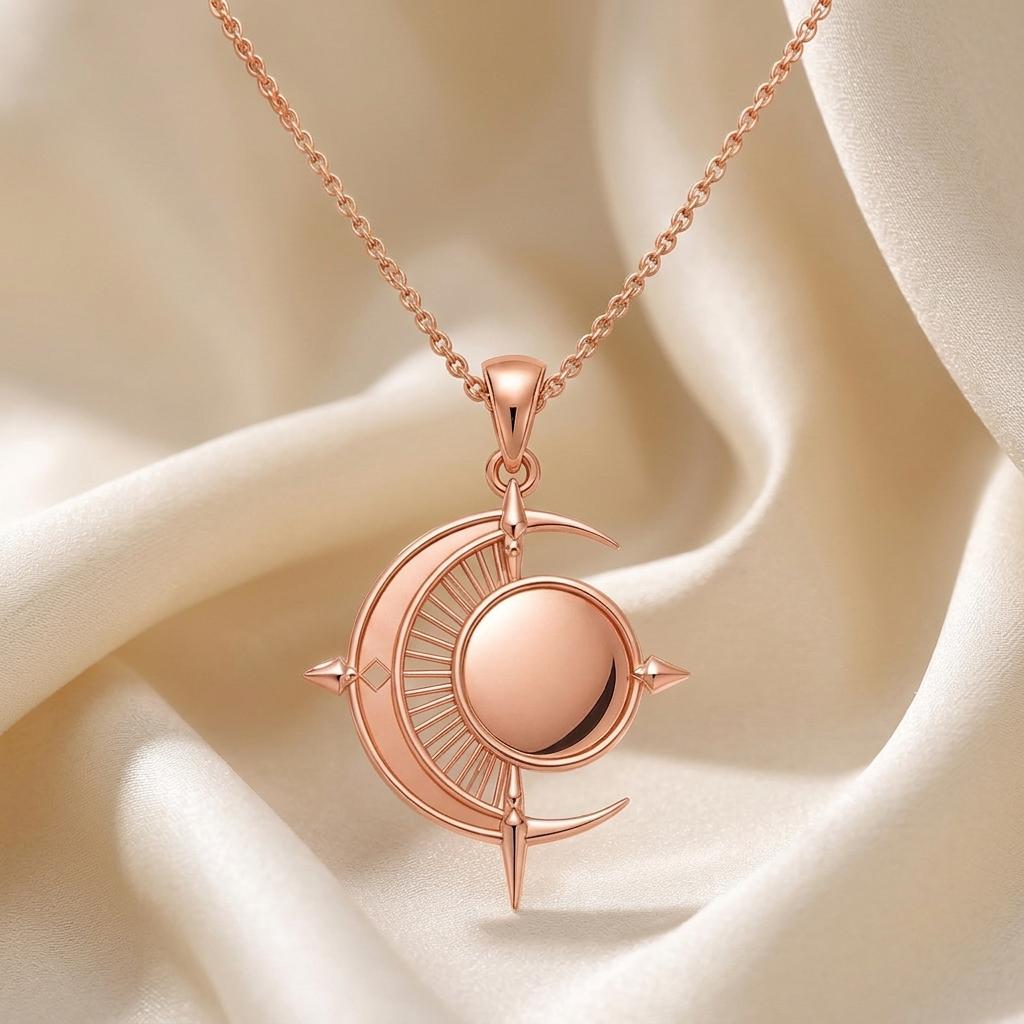 Lunar Eclipse Necklace | 925 Sterling Silver | Celestial Theme Jewelry | Thoughtful Gift for Her