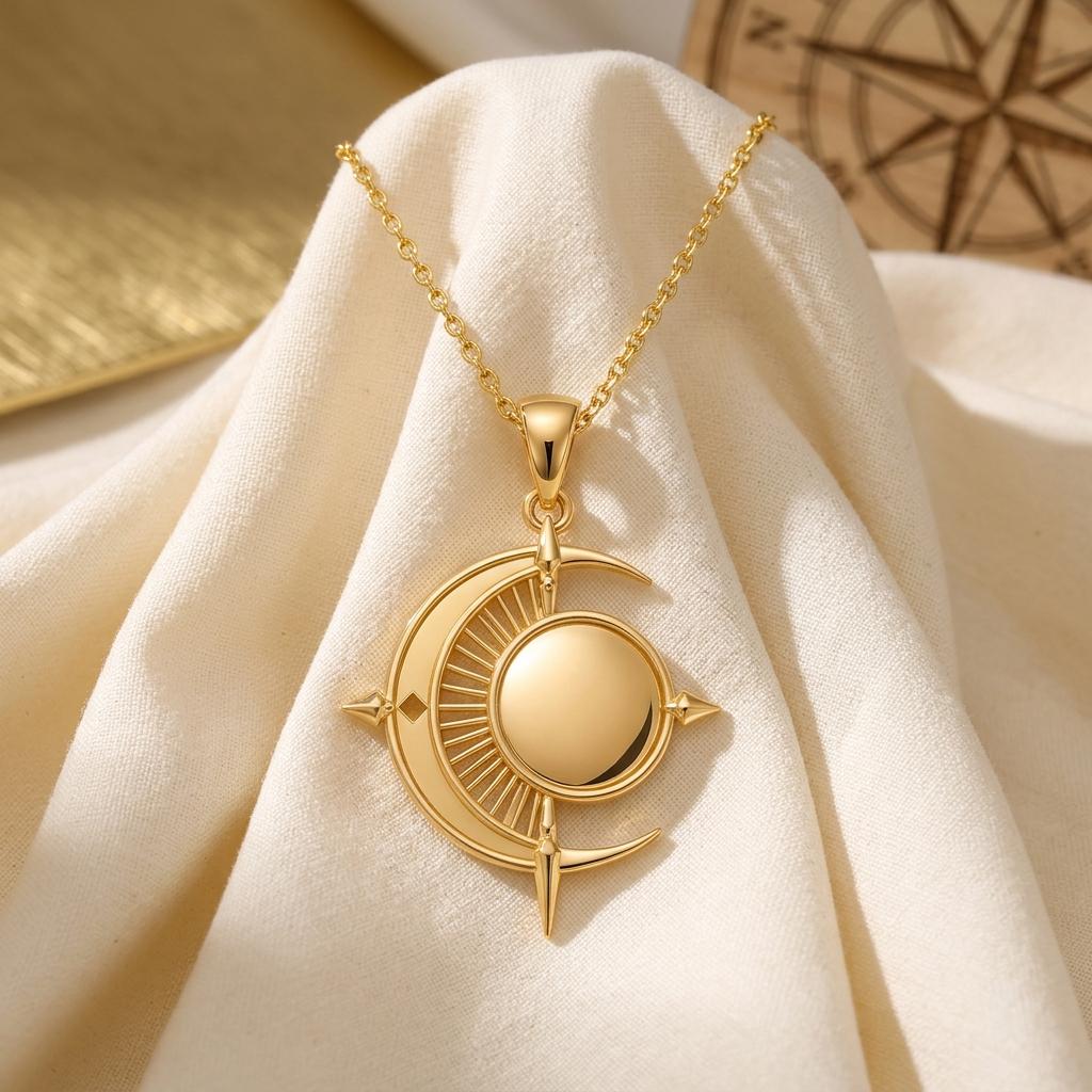 Lunar Eclipse Necklace | 925 Sterling Silver | Celestial Theme Jewelry | Thoughtful Gift for Her