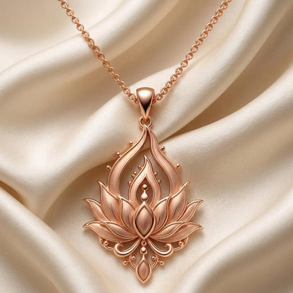 Lotus Flame Necklace | 925 Sterling Silver | Spiritual Symbolism | Meaningful Gift