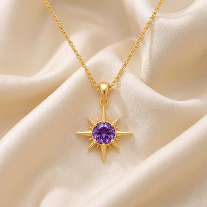 North Star Core Necklace | 925 Sterling Silver, Amethyst | Celestial Guiding Star Theme | Meaningful Gift for Her