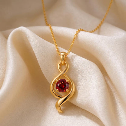 Ribbon Stone Necklace | 925 Sterling Silver | Elegant Swirl Design | Thoughtful Special Occasion
