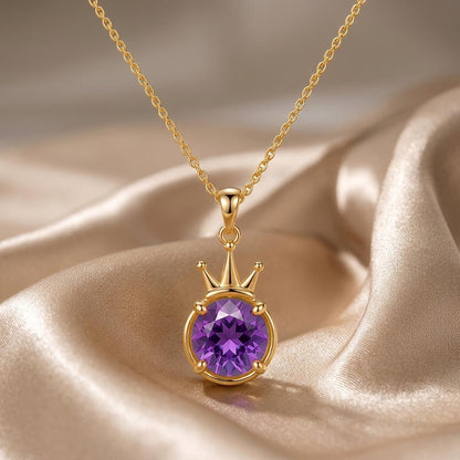 Queen Aura Necklace | 925 Sterling Silver | Regal Crown Gemstone | Empowerment Birthday Gift