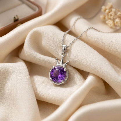Queen Aura Necklace | 925 Sterling Silver | Regal Crown Gemstone | Empowerment Birthday Gift