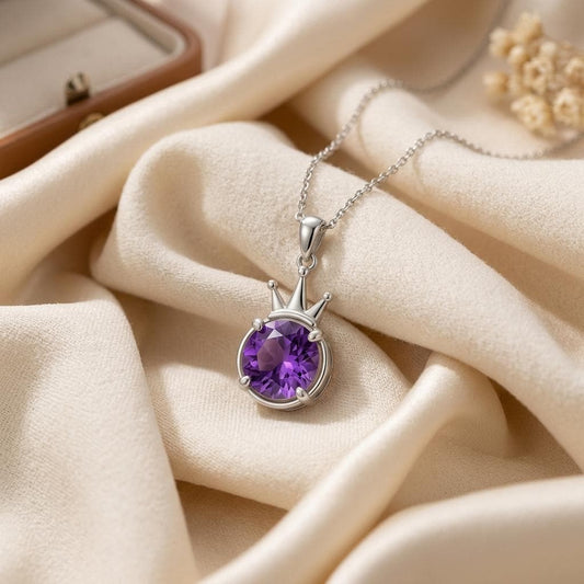 Queen Aura Necklace | 925 Sterling Silver | Regal Crown Gemstone | Empowerment Birthday Gift