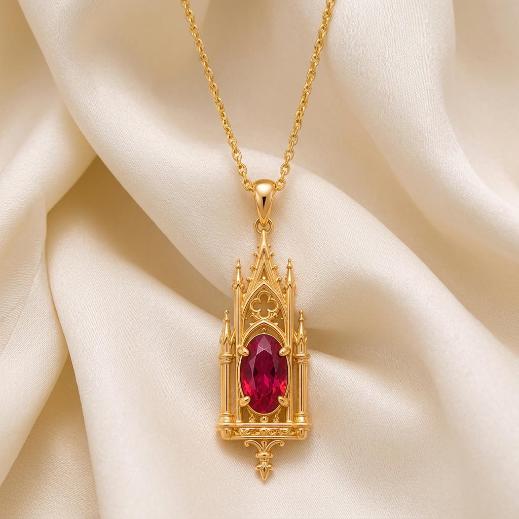 Crystal Tower Pendant | 925 Sterling Silver Jewelry | Gothic Architectural Design | Unique Gift for Her
