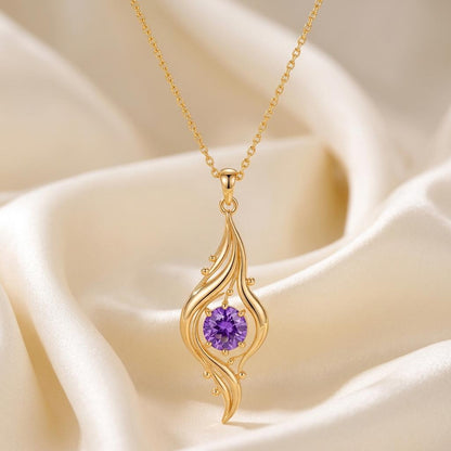 Aurora Veil Necklace | Gold Plated Sterling Silver | Elegant Amethyst Pendant | Thoughtful Gift for Her