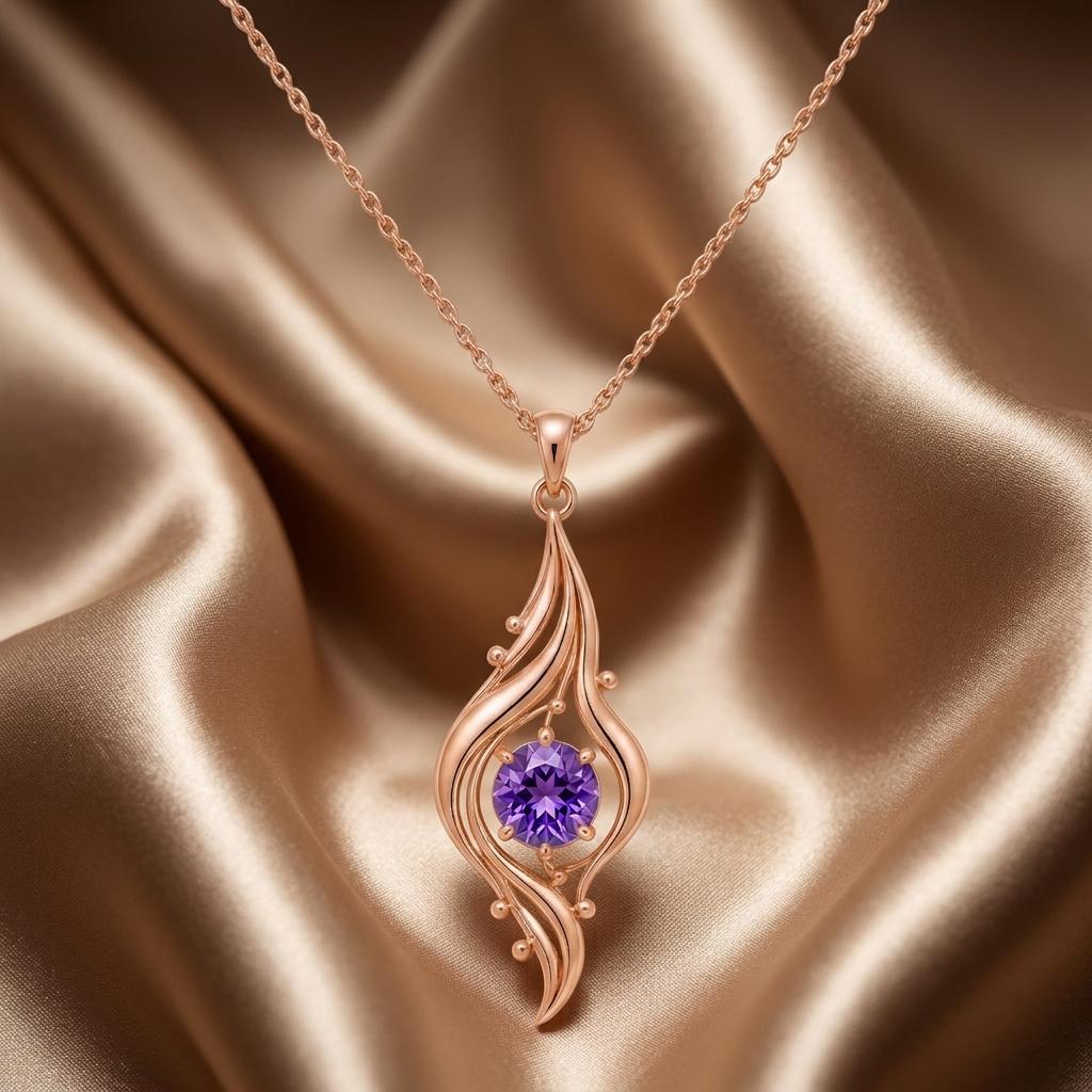 Aurora Veil Necklace | Gold Plated Sterling Silver | Elegant Amethyst Pendant | Thoughtful Gift for Her