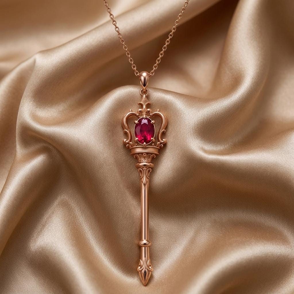 Royal Scepter Necklace | Gold Plated 925 Sterling Silver | Regal Fantasy Theme | Empowerment Gift for Her