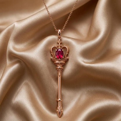 Royal Scepter Necklace | Gold Plated 925 Sterling Silver | Regal Fantasy Theme | Empowerment Gift for Her