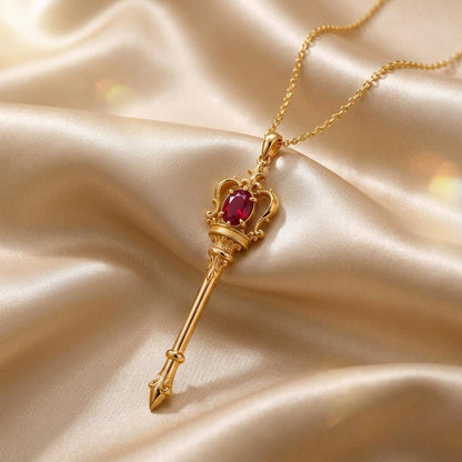 Royal Scepter Necklace | Gold Plated 925 Sterling Silver | Regal Fantasy Theme | Empowerment Gift for Her