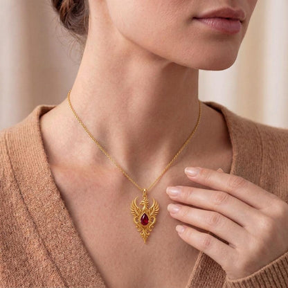 Phoenix Tear Necklace | 925 Sterling Silver | Mythological Rebirth Theme | Empowerment Gift for Her