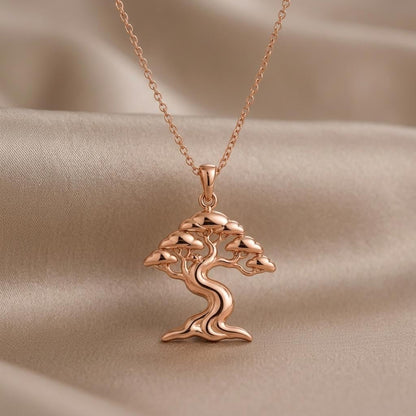 Ficus Flow Necklace | Gold Plated Sterling Silver | Nature Inspired Tree Design | Symbolic Nature Gift