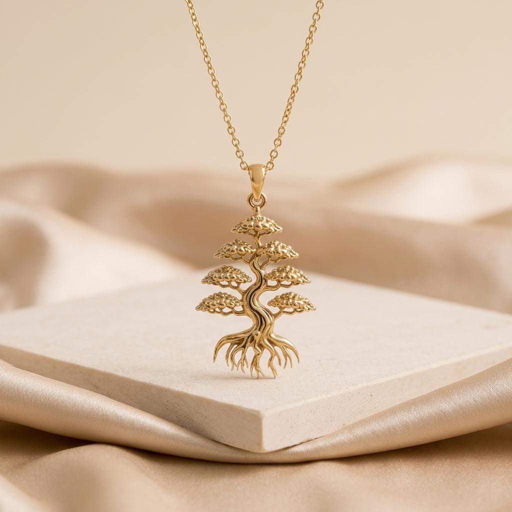 Cedar Crown Bonsai Pendant | 925 Sterling Silver | Nature Inspired Jewelry | Meaningful Gift for Growth