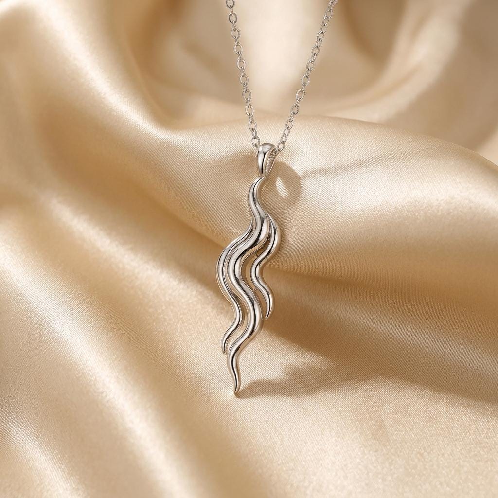 Aurora Vein Pendant | 925 Sterling Silver | Fluid Abstract Design | Meaningful Gift for Her