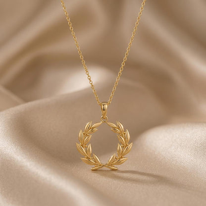 Laurel Crown Necklace | 925 Sterling Silver | Victory - Achievement Theme | Graduation & Success Gift