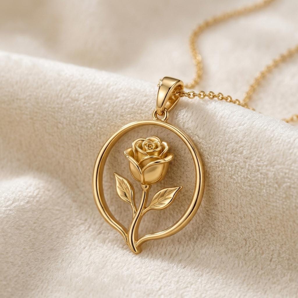 Rose Halo Necklace | 925 Sterling Silver | Elegant Botanical Design | Thoughtful Romantic Gift