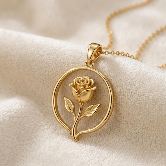 Rose Halo Necklace | 925 Sterling Silver | Elegant Botanical Design | Thoughtful Romantic Gift