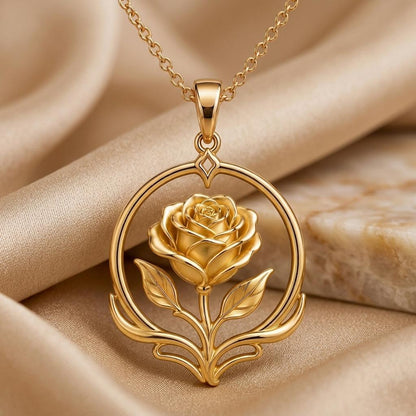 Sacred Rose Halo Necklace | 925 Sterling Silver | Elegant Rose Motif | Symbol of Love & Beauty