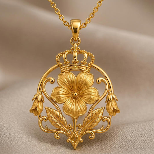 Queen Violet Crest Pendant | 925 Sterling Silver | Regal Floral Design | Meaningful Celebration Gift