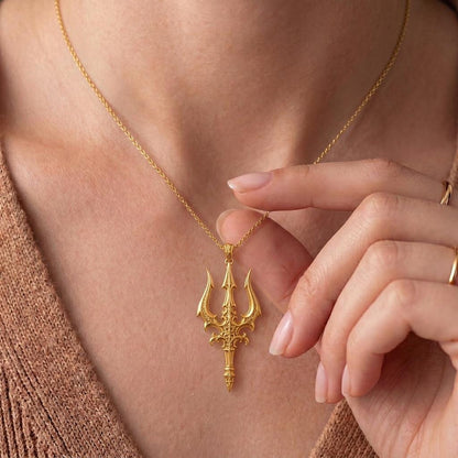 Sacred Trident Pendant | 925 Sterling Silver | Mythological Ornate | Strength & Protection Gift