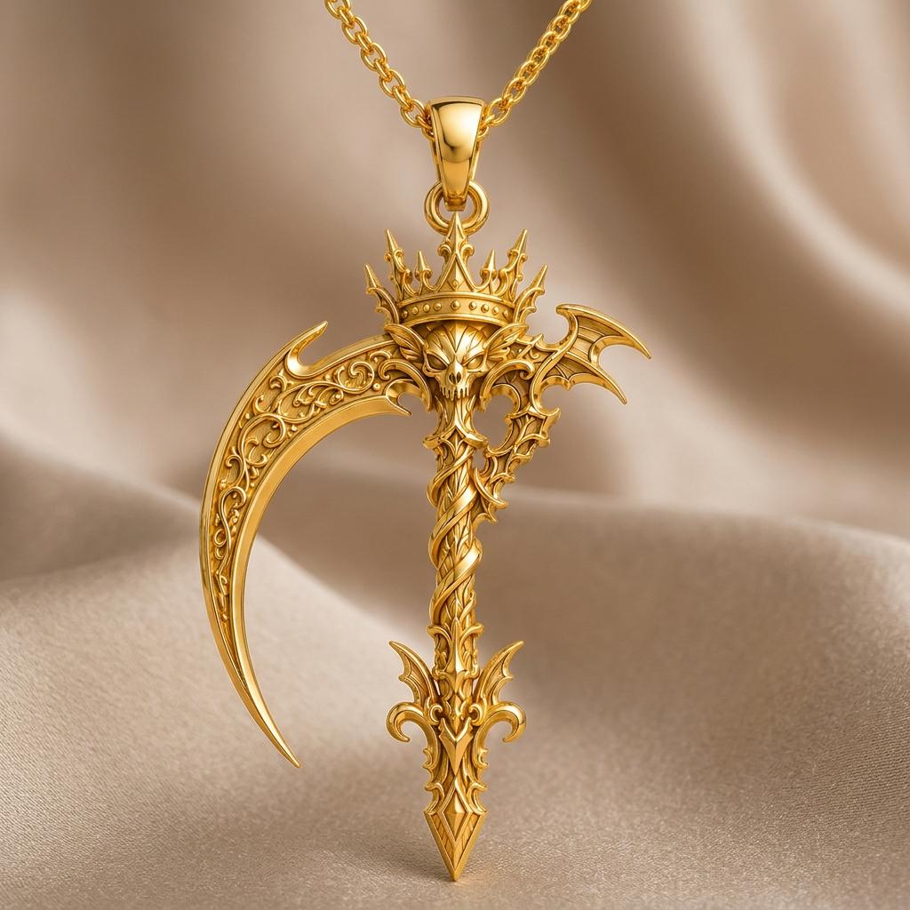 Royal Scythe Pendant | 925 Sterling Silver | Gothic Fantasy Theme | Statement Gift