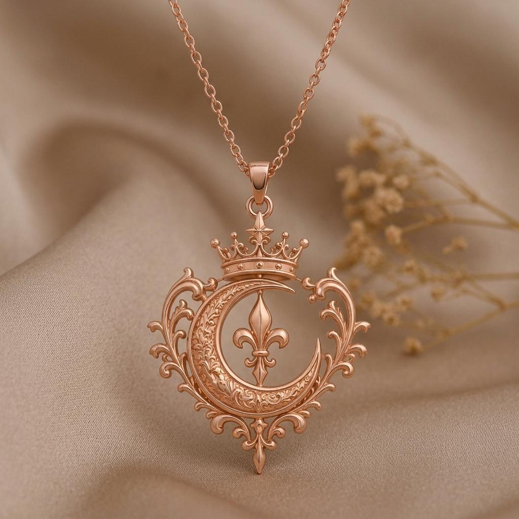 Regal Moon Crest Pendant | 925 Sterling Silver | Royal Crescent Moon Design | Meaningful Gift for Her