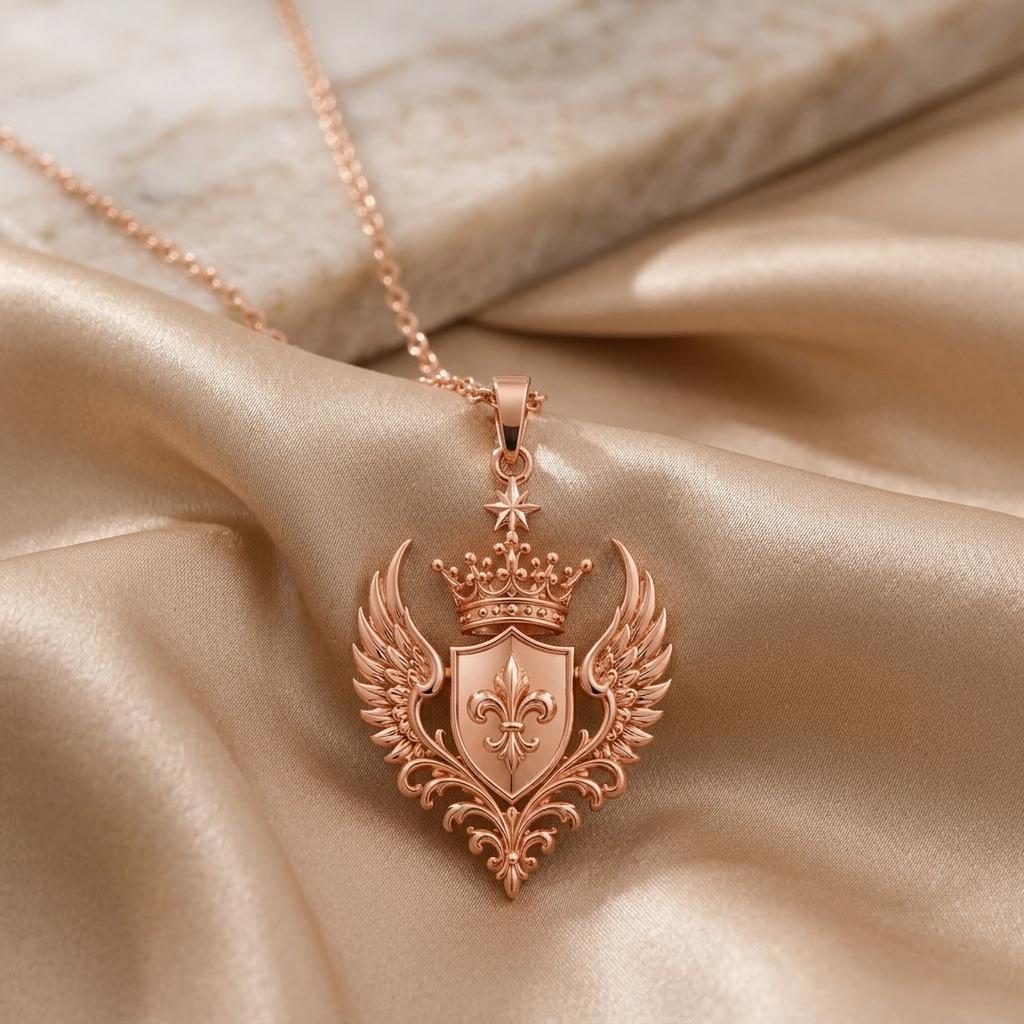 Queen Seraph Crest Pendant | 925 Sterling Silver | Royal Angelic Crest | Empowerment Gift