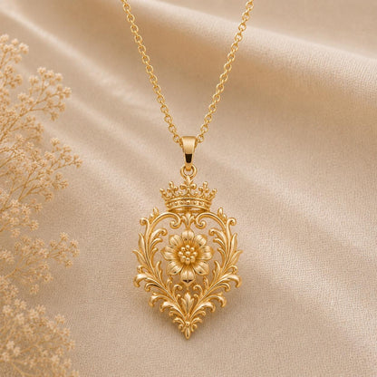 Golden Dynasty Bloom Necklace | 925 Sterling Silver | Regal Floral Design | Elegant Gift for Her