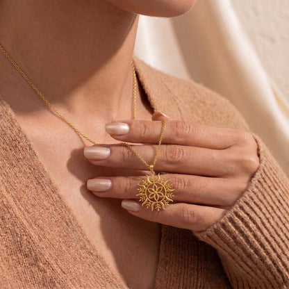 Solstice Bloom Pendant | 925 Sterling Silver | Nature Inspired Sunburst | Meaningful Celebration Gift