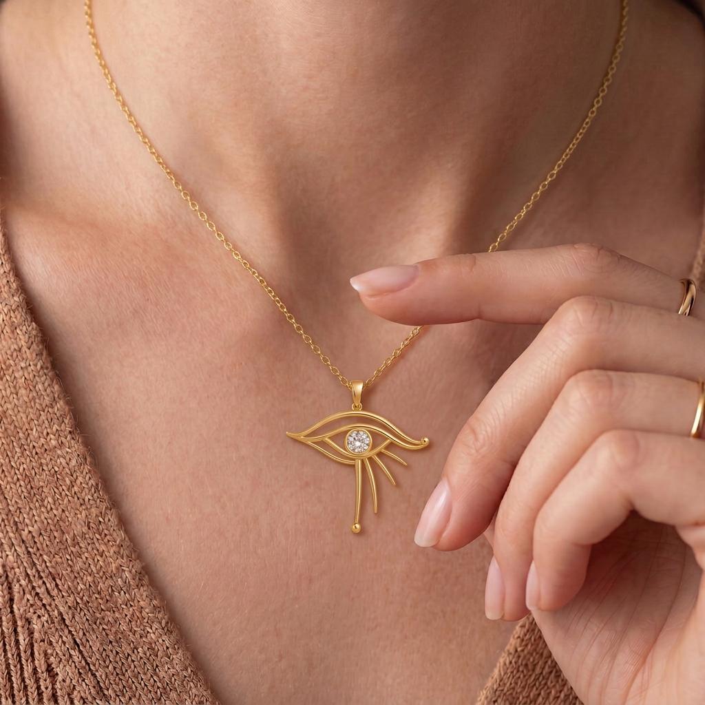 Celestial Eye Pendant | 925 Sterling Silver | Ancient Egyptian Symbol | Spiritual Protection Gift