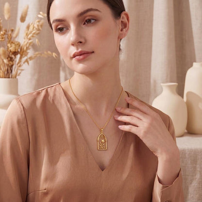 Royal Arch Bloom Necklace | 925 Sterling Silver | Gothic Floral Design | Thoughtful Gift for Her