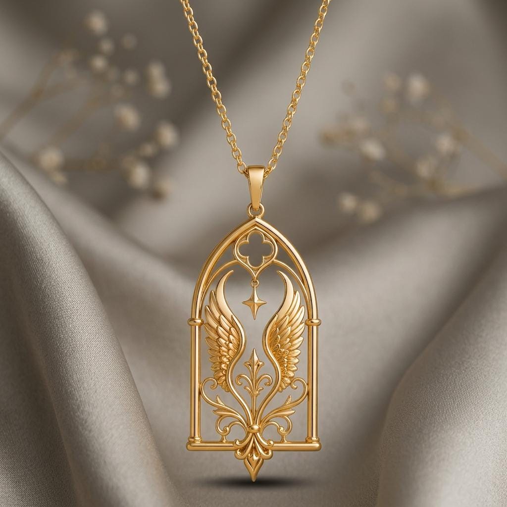 Queen Seraph Window Necklace | Sterling Silver for Women | Angelic Gothic Window | Meaningful Spiritual Gift