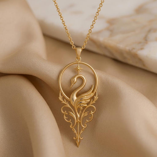 Celestial Swan Halo Pendant | 925 Sterling Silver | Elegant Celestial Design | Meaningful Gift for Her