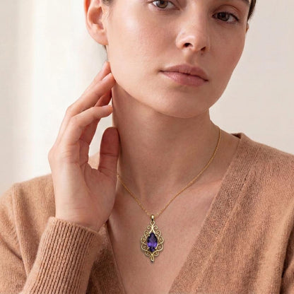 Ethereal Scroll Birthstone Necklace | Sterling Silver Birthstone | Ethereal Scrollwork Design | Meaningful Milestone Gift