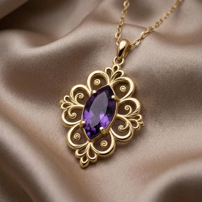 Royal Blossom Birthstone Necklace | 925 Sterling Silver | Vintage Floral Design | Personalized Celebration